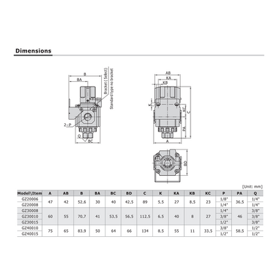 GZ30015T AIRTAC SHUT-OFF VALVE<BR>GZ300 SERIES 1/2" NPT